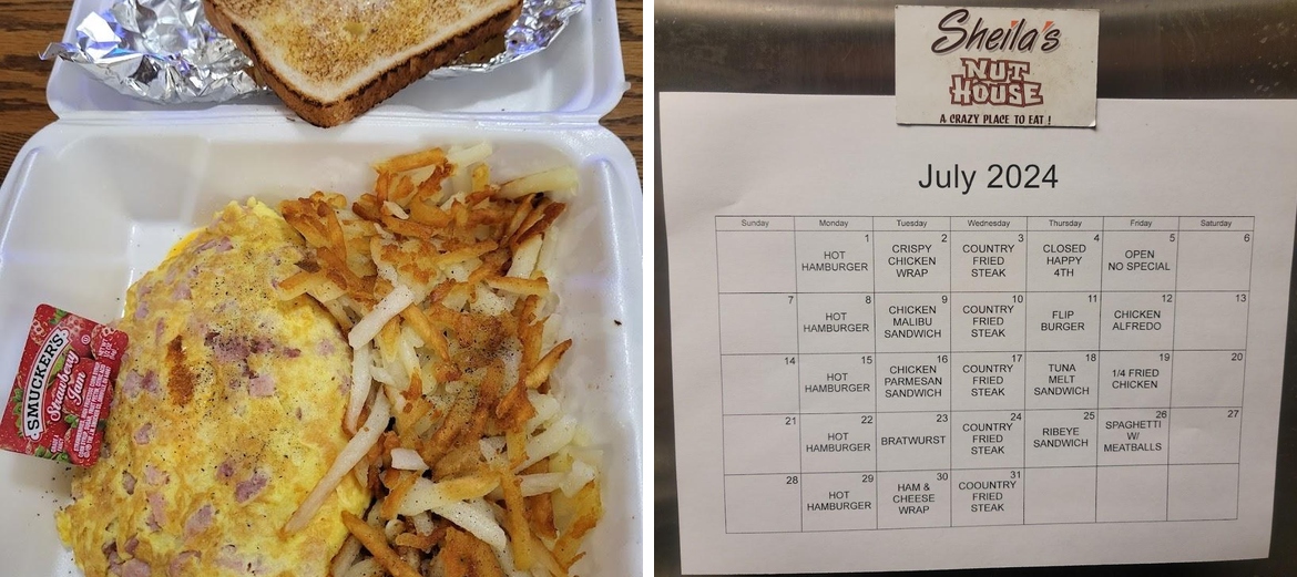 Sheila's Nut House Menu