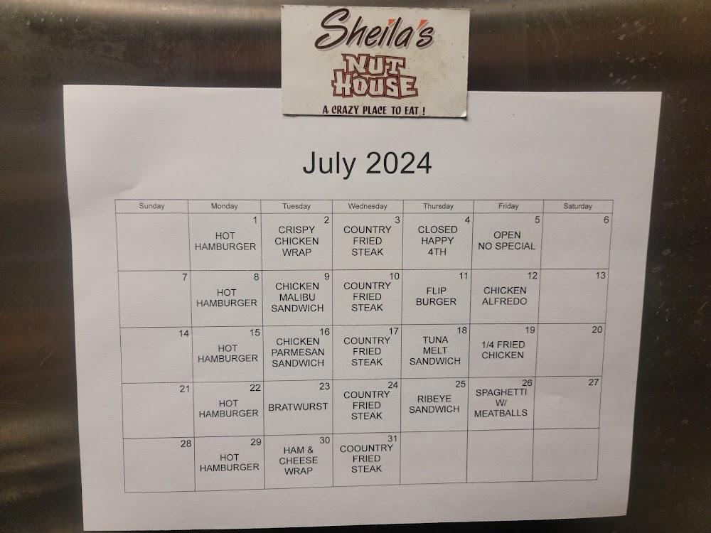 Sheila's Nut House Menu image 1